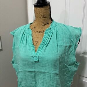 Cropped Cotton Gauze Tank Top